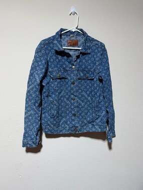 Two Baby Jeans Fashion Monogram Denim Trucker Jacket XL